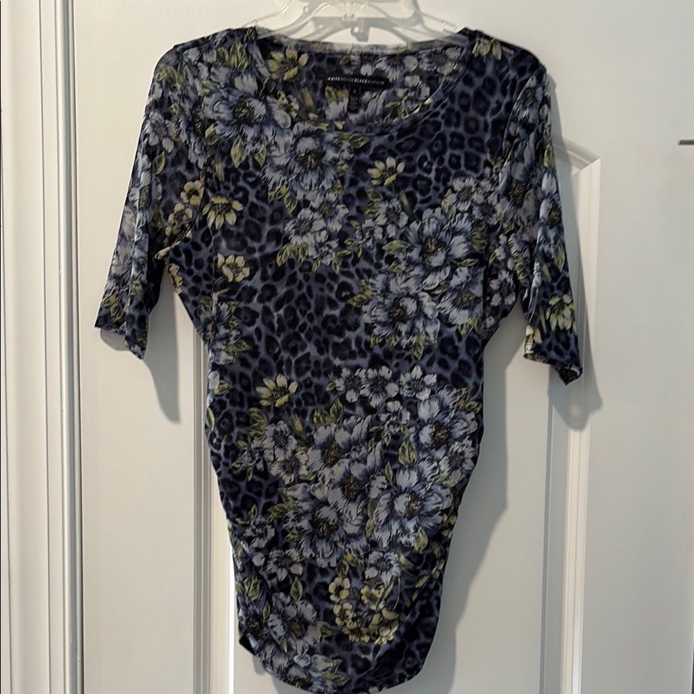 White House Black Market Blue Floral Blouse